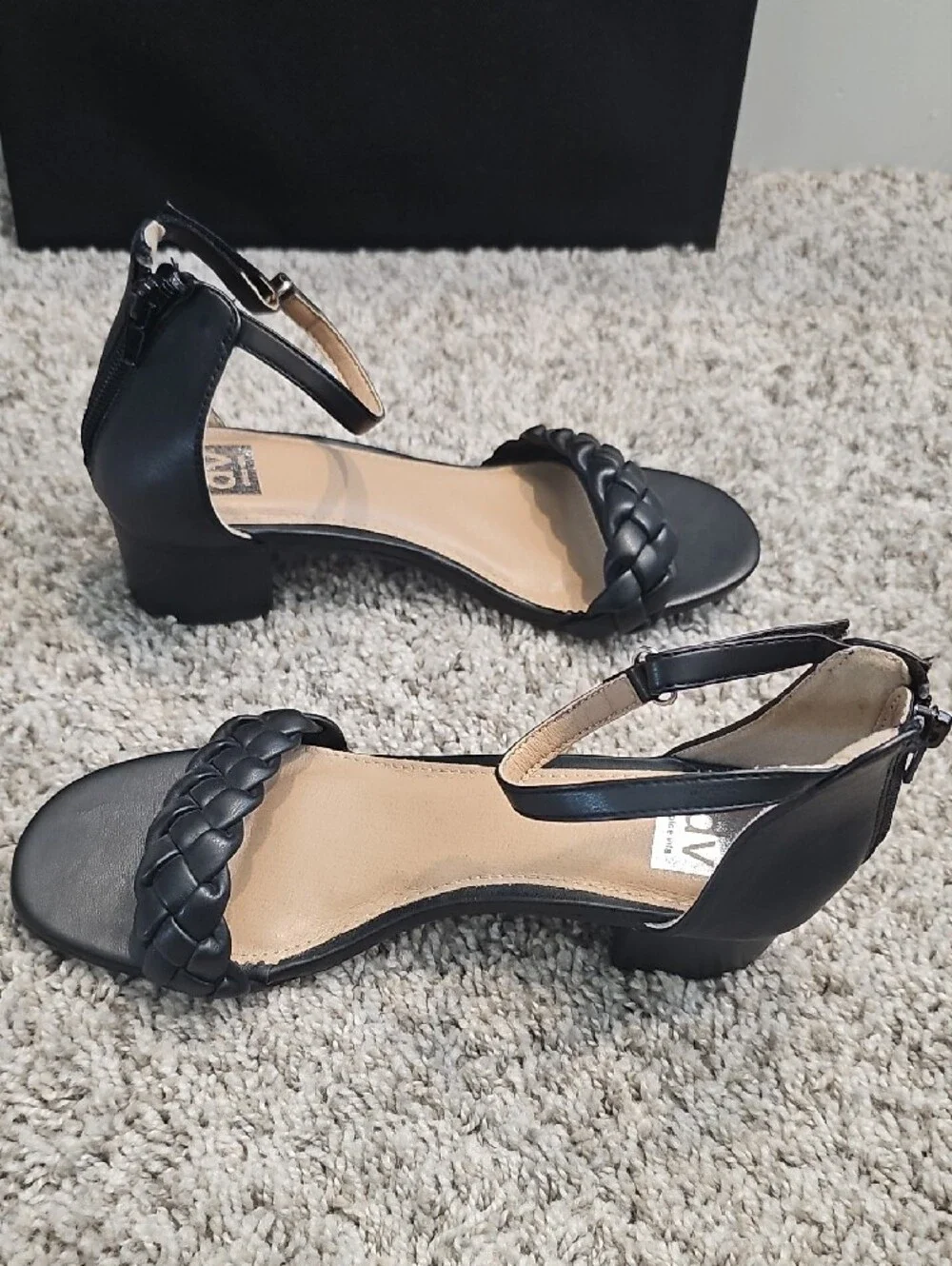 NWOT DV by Dolce Vita Black Braided Ankle-Strap Sandals